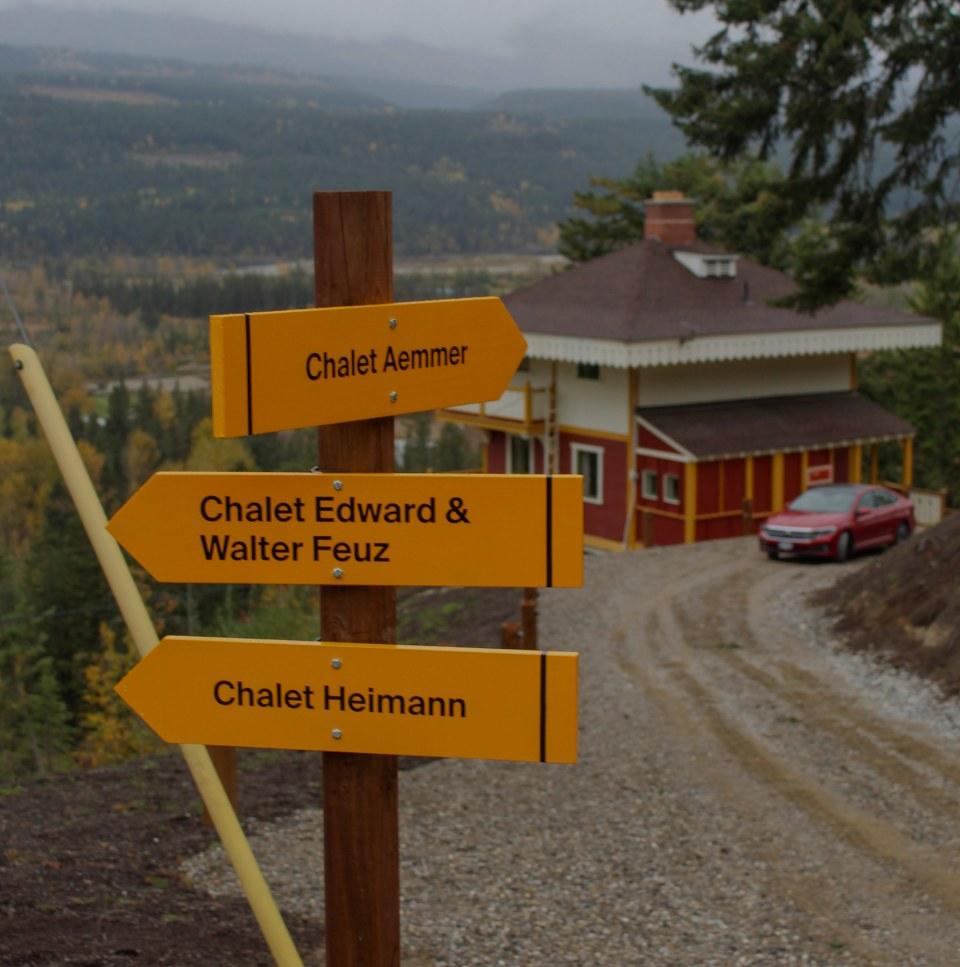 Chalet directional signposts at Edelweiss